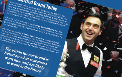 During my time at Betfred we went through a major change in direction for the brand. It was my responsibility to create the brand guidelines and to make sure they were adhered to internally and externally.
